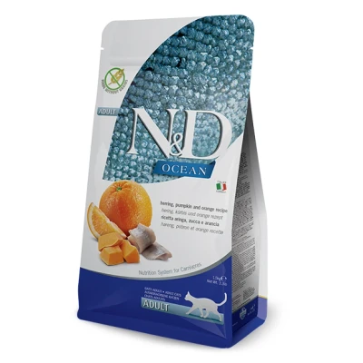 Immagine di Farmina N&amp;D Ocean Grain Free Adult Cat Aringa, Zucca e Arancia Set %: 3 x 1,5 kg