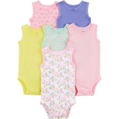 Immagine di Simple Joys by Carter&#039;s 6 Pack Sleevless Bodysuit Infant And Toddler Bodysuits, Multicolore/Animali della Foresta/Floreale/Frutta, 0 Mesi (Pacco da 6) Unisex Bimbi