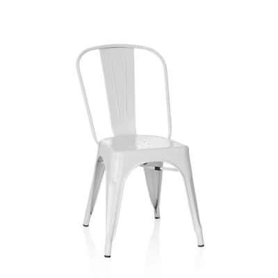 Immagine di HJH Office 645037 Sedia Bistrot VANTAGGIO BRUSH da Bar Impilabile in Metallo, Pranzo Design Industriale, Bianco Opaco