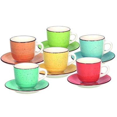Immagine di Tognana Art &amp; Pepper, Set 6 Tazze Tè con Piatto cc 250, Stoneware, Multicolore