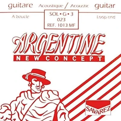 Immagine di ARGENTINE 1013MF Corda SINGOLA SOL 3 AVVOLTA IN ACCIAIO Loop Tensione Light, di Savarez Argentine, G 3, End