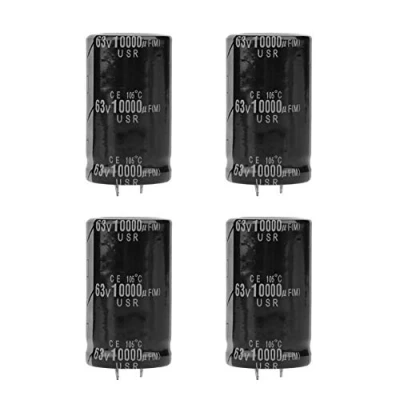 Immagine di Condensatore, condensatore elettrolitico audio 4Pcs 30 * 50mm 10000uF 63V Componente elettronico per amplificatore,