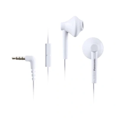 Immagine di Panasonic RP TCM55 Auricolari in Ear Ergonomici, Driver da 14.3 mm, Bassi Potenti, Microfono Linea, Compatibili con Smartphone, Cavo 1.2 mt, Bianco