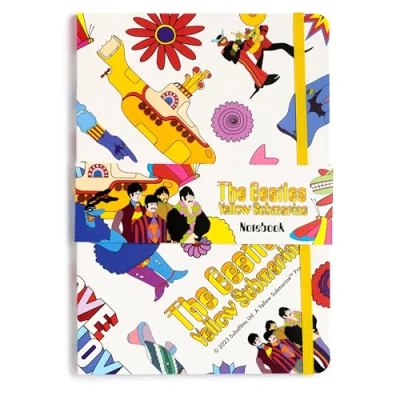 Immagine di Puckator Quaderno A5 a Righe in Carta Riciclata Yellow Submarine, Beatles Bianco
