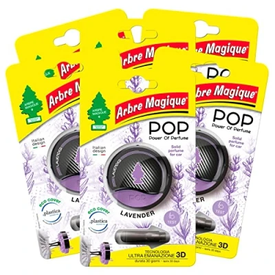 Immagine di Arbre Magique POP Profumatore Auto Solido Profumo Lavender con Fragranza a Lunga Durata 30 Giorni per Interni ad Azione Deodorante Power Of Perfume Erogatore Bocchetta Aria 6 Confezioni Singole