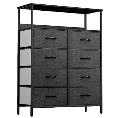 Immagine di YITAHOME Cassettiera in Tessuto, armadietto con 8 cassetti, per Corridoio vano contenitore tessuto soggiorno, camera da letto, cameretta dei bambini, grigio nero