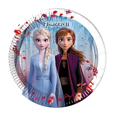 Immagine di Procos 93484 Frozen 2 Piatti da festa 20 cm, 8 pezzi, usa e getta in carta per compleanno bambini, stoviglie feste, FSC® Mix