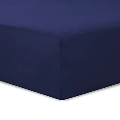 Immagine di Vision Set di 2 lenzuola 90 x 200 cm, colore: blu marino, 100% cotone: 57 fili, 4 angoli elastici, angolo da 30 cm.