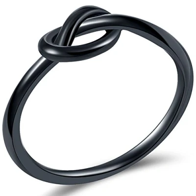 Immagine di JUDE Anello celtico con nodo d&#039;amore nero Argento in Acciaio inossidabile resistente,