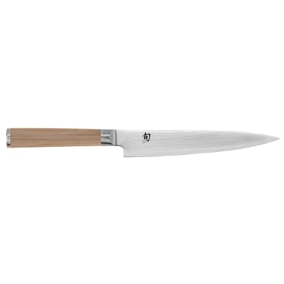 Immagine di KAI Shun Classic White coltello universale giapponese 15 cm lunghezza lama damasco 32 strati nucleo VG MAX 61 (±1) HRC manico in legno Pakka piccolo da cucina forgiato stretto