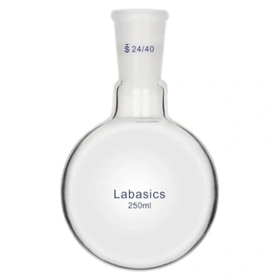 Immagine di Labasics Pallone a Fondo Tondo in Vetro, Vetro Borosilicato Muro Pesante Collo Corto Round Bottom Flask RBF Singolo con Giunto Esterno Conico Standard 24/40, 250 ml