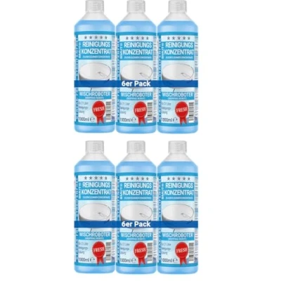 Immagine di 6 x 1000 ml detergente per robot pulitore concentrato con profumo fresco e bicchiere dosatore senza strisce schiuma, pavimenti