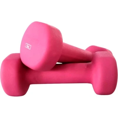 Immagine di anythingbasic ab. Manubri in neoprene, per fitness, palestra, esercizio 2, colore rosa, 1 kg