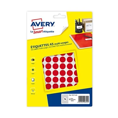 Immagine di Avery Confezione da 960 etichette multiuso 15 mm, colore: Rosso