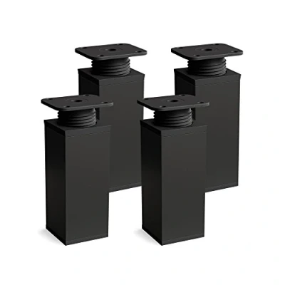 Immagine di Sossai® Gambe per mobili MFV1 set di 4 regolabili in altezza Altezza: 80 mm (+20mm) Design: nero opaco Forma angolare: 40 x Viti inclusi