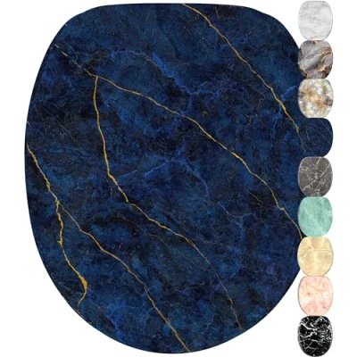 Immagine di Sanilo Sedile WC con chiusura ammortizzata, grande scelta di belli marmo copriwater da legno robusto e alta qualità (Marmo Blu scuro)