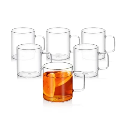 Immagine di Wilmax Bicchieri da tè e caffè con manico Set 6 400 ml per bevande calde fredde vin brulé acqua in vetro