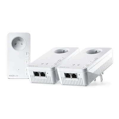 Immagine di devolo Kit Multiroom Magic 2 WiFi 6 (ax): 3 adattatori PLC, presa Gigogne (2400 Mbit, mesh, 5 porte Gigabit Ethernet) ideale per telelavoro e streaming, francese