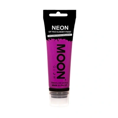 Immagine di Moon Glow Supersize Neon UV Face &amp; Body Paint con applicatore in spugna, Viola intenso, 75 ml