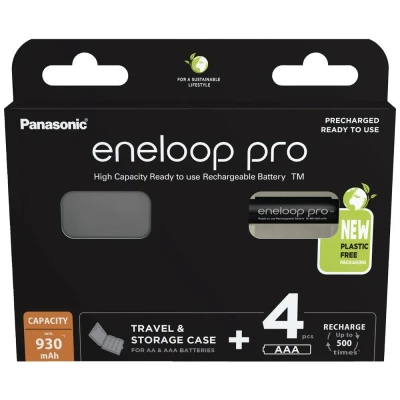 Immagine di Panasonic eneloop pro HR03 +Box Batteria ricaricabile Ministilo (AAA) NiMH 930 mAh 1.2 V 4 pz.