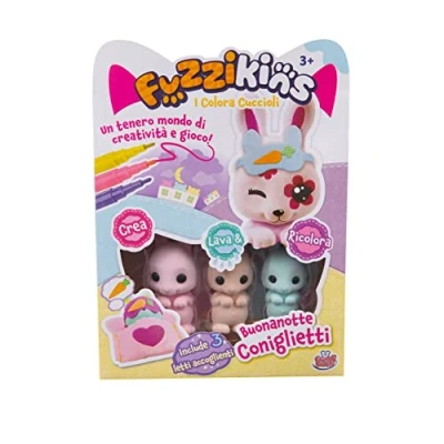 Immagine di Grandi Giochi Fuzzikins I Colora Cuccioli, Buonanotte Coniglietti, cuccioli da colorare, lavare e ricolorare FUZ00005