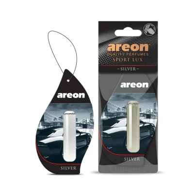 Immagine di AREON Deodorante liquido per auto da appendere in argento con ciondolo a forma di profumo 3D lunga durata, 5 ml, confezione 1