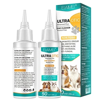 Immagine di Detergente Auricolare cani e Gatti,Cura delle orecchie dei Gocce per Acari dell Orecchio,Gocce D&#039;acari,Dog Ear Cleaner,Stop Prurito Rimuovere Earwax,Pulisce,Deodora,Elimina Gli Odori,50 ml