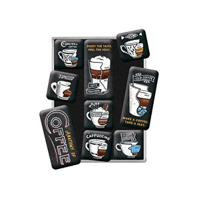 Immagine di Nostalgic Art Calamite da frigo in stile retrò, con anatomia, idea regalo per gli amanti del caffè, 9 pezzi, design vintage
