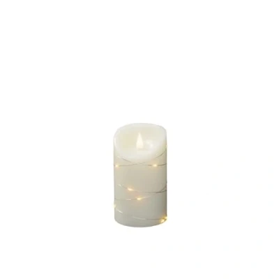 Immagine di Konstsmide Candele grandi a batteria, funzionamento senza fiamma, in vera cera color avorio, con funzione timer da 4 o 8 ore, 13,5 x 7,5 cm, candela LED bianca calda, 1834 180