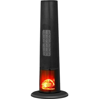 Immagine di ARDES AR4P22FP ATMO Termoventilatore Torre Ceramica Con Effetto Fiamma LED Timer 12 Ore e Telecomando Ceppo Ardente Oscillante