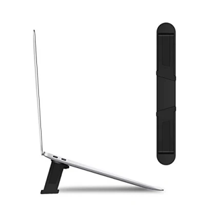 Immagine di Supporto for laptop portatile pieghevole Adesivo Invisibile ergonomico Rialzo computer notebook regolabile a 2 livelli e tablet da 10 15,6&quot; (Nero)/90