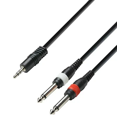 Immagine di ah Cables K3 YWPP 0100 Cavo audio, da jack stereo 3,5 mm a 2 mono 6,3 mm, lunghezza 1 m