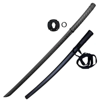 Immagine di Katana Sciabola giapponese in polipropilene Bokken con custodia e Tsuba, 105 cm, colore: Nero