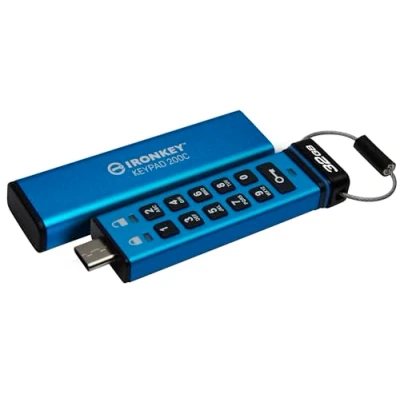 Immagine di Kingston IronKey Keypad 200C Drive flash Type C USB, crittografia hardware Certificazione FIPS 140 2 di Livello 3 (in fase approvazione) con XTS AES a 256 bit IKKP200C/32GB