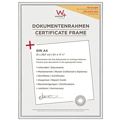 Immagine di walther design argento 21 x 29,7 cm (DIN A4) con vetro artistico, cornice in plastica New Lifestyle KVX130S
