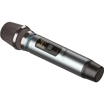 Immagine di C.Perkins ROADY FL MIC Microfono palmare professionale senza fili UHF a batteria ricaricabile con display digitale 863 865MHz Grigio metallo