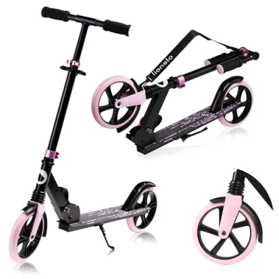 Immagine di LIONELO LUCA Monopattino pieghevole per Bambini e adulti fino a 100kg, Regiolable leggero solo 4kg, Costruzione solida, Ruote 20cm, Ammortizzatori ShockResist, Freno posteriore, Antiscivolo