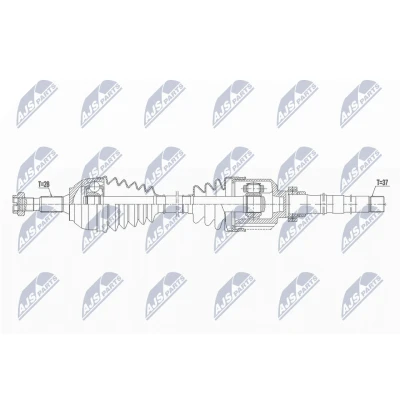 Immagine di NTY NPW PE 053 Albero motore / Semiasse Assale anteriore Dx 1010 Cambio manuale CITROËN: Jumpy III Van, PEUGEOT: Traveller, TOYOTA: Proace II Verso