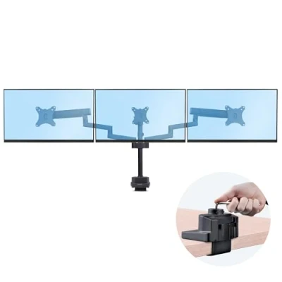 Immagine di StarTech.com Supporto per tre monitor da 27″, staffa scrivania con regolazioni senza attrezzi, VESA 75x75/100x10