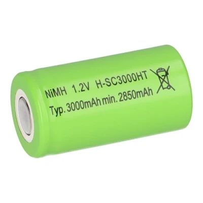 Immagine di Mexcel SC3000H Batteria ricaricabile speciale Sub C adatto alle alte temperature, linguette a saldare Z, Flat Top NiMH 1.2 V 3000 mAh