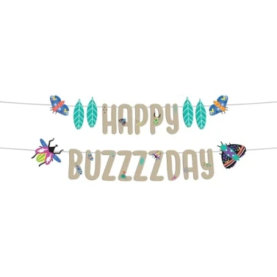 Immagine di Folat 62806 compleanno bambini Set di striscioni con lettere Happy Buzzzzday Buzzing Bugs 1,5 metri Decorazione carta per Temi Feste insetto, Multicolore