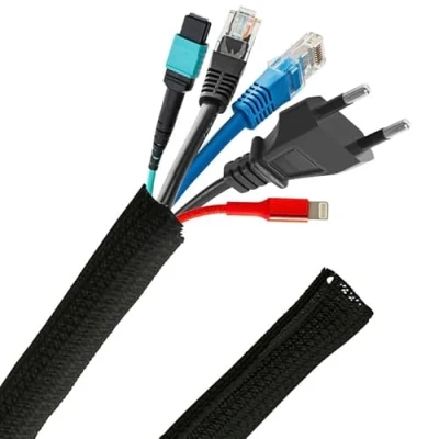 Immagine di Oulesvte Guaina Cavi Self closing, Intrecciata Elettrici Diametro 13mm (Nero)