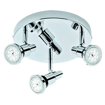 Immagine di BRILONER LED, plafoniera, soffitto, Luce, Lampada da Bagno, IP44, girevoli e inclinabili, 3X GU10, 12 Watt, 1.200 Lumen 4 W, Cromato, 3 faretti