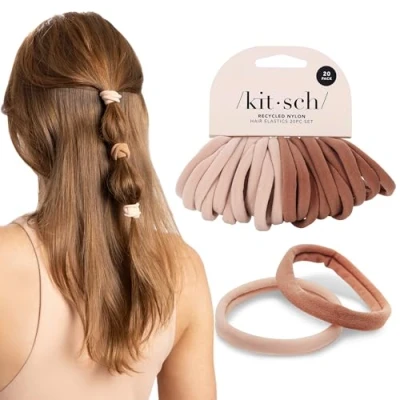 Immagine di Kitsch elastici per capelli da donna, spessi senza danni, in gomma morbida capelli, donna e coda di cavallo,