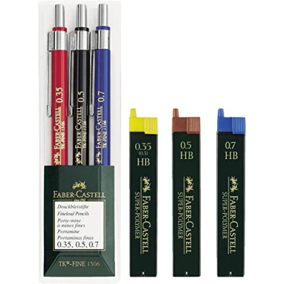 Immagine di Faber Castell 130622 Portamine TK FINE, astuccio da 3 pezzi (una matita 0,35 mm, 0,5 mm e 0,7 mm), confezione risparmio
