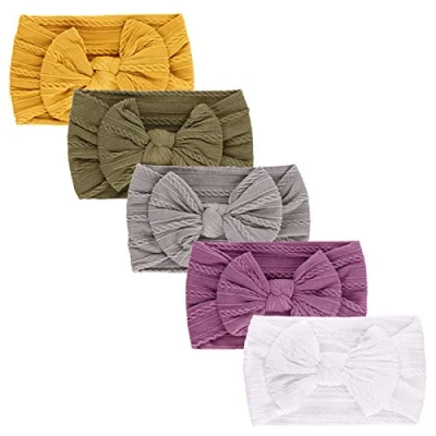 Immagine di DRESHOW 5 Pezzi Bambini Fascia per Capelli Fasce Bambina Neonata Elastica Neonato Accessori