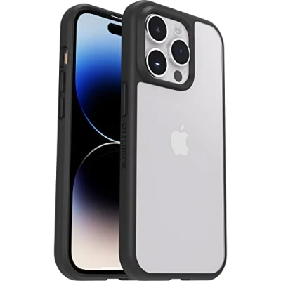 Immagine di Cover per iPhone 14 Pro OtterBox Sleek, resistente a shock e cadute, testata norme anti caduta MIL STD 810G, Protezione Antimicrobica, Trasparente/Nero, Senza Retail Package