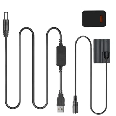 Immagine di ACK E2 Cavo di Alimentazione USB per Caricabatterie + DR 400 BG E2N BP 511 Batteria Fittizia Adattatore Canon EOS 20D 30D 40D 5D 50D D30 D60