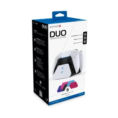 Immagine di Gioteck Charging Dock for 2 PS5 Controllers with 6 Interchangeable Colour Cases