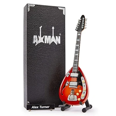 Immagine di Axman Alex Turner Replica per chitarra in miniatura Regali musicali fatta a mano ornamentale scala 1/4 include una scatola espositiva, targhetta con nome e supporto